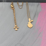 Petite Gold Bunny Outline Necklace • Small Rabbit Ball-Chain Pendant • Cute Easter Gift • Handmade Minimal Animal Jewelry
