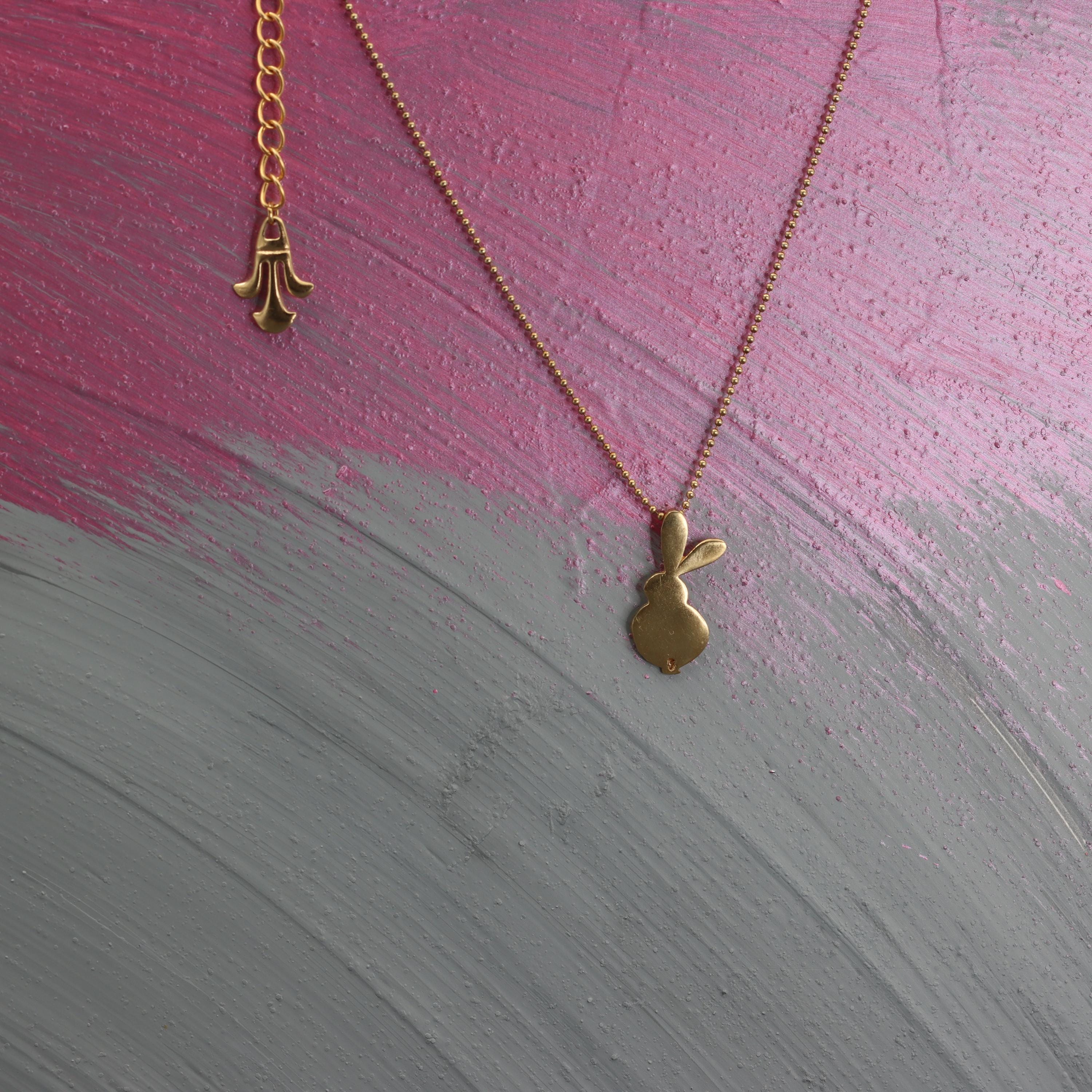 Petite Gold Bunny Outline Necklace • Small Rabbit Ball-Chain Pendant • Cute Easter Gift • Handmade Minimal Animal Jewelry