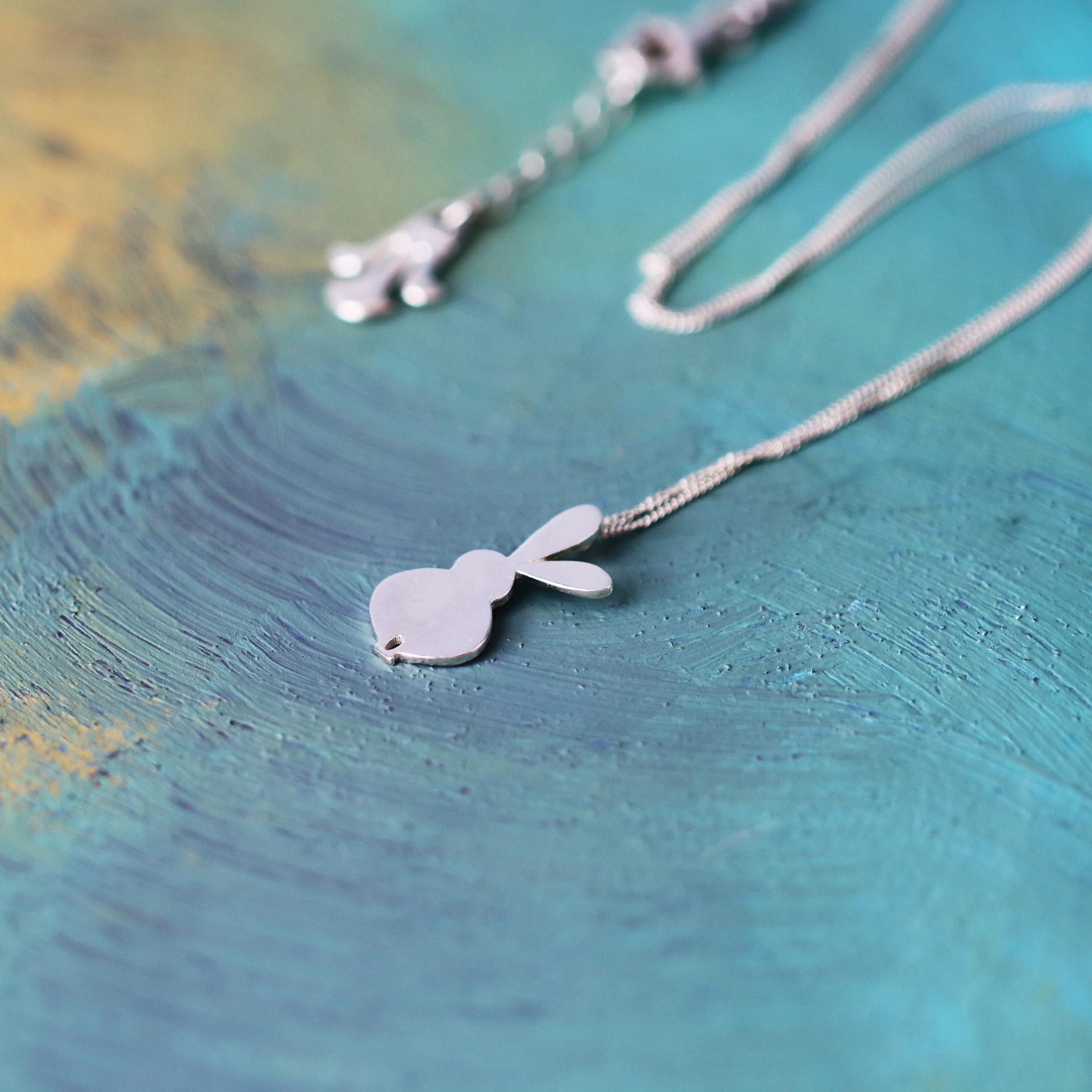 Petite Sterling Silver Bunny Outline Necklace • Small Rabbit Ball-Chain Pendant • Cute Easter Gift • Minimal Handmade Animal Jewelry