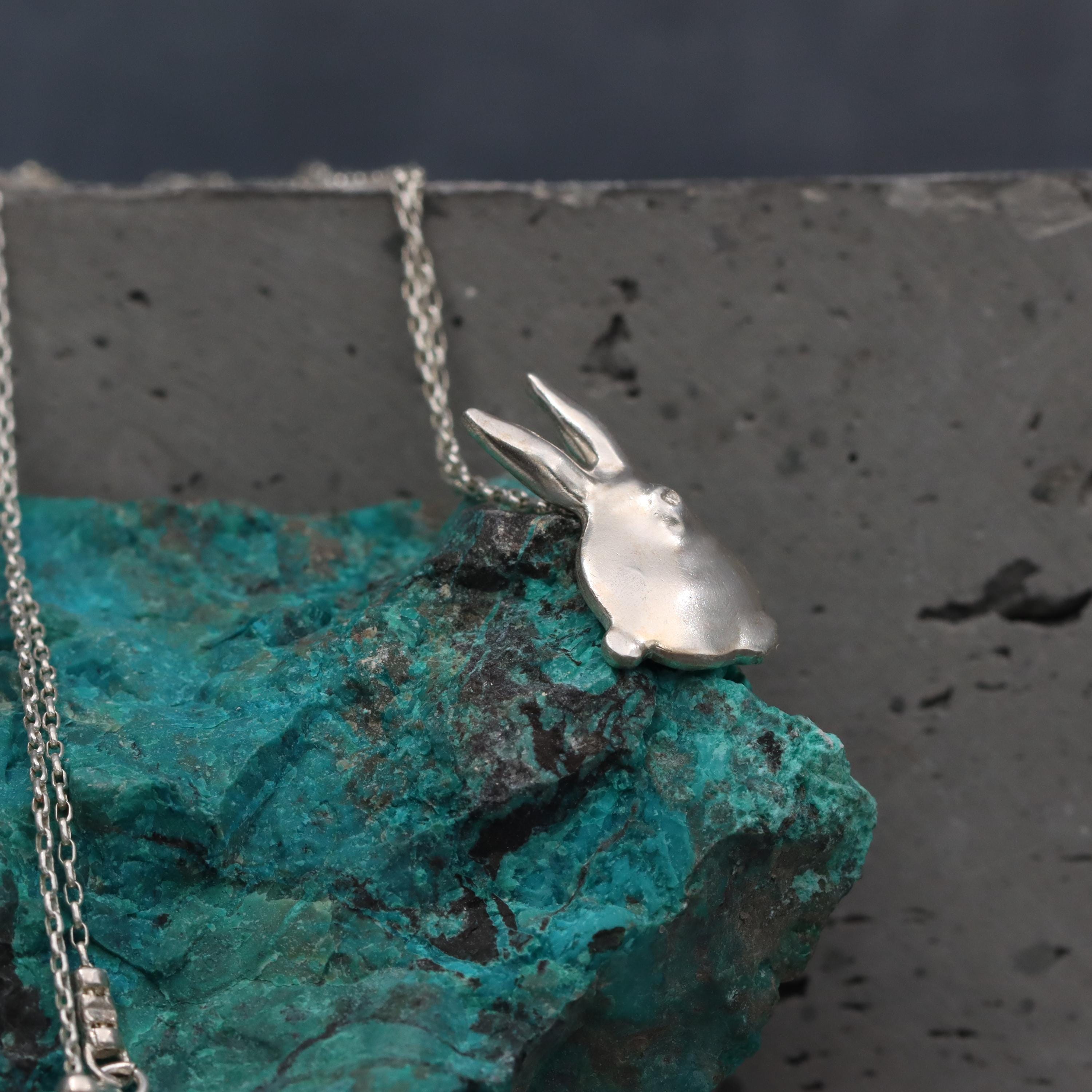 Sterling Silver 3D Bunny Charm Necklace • Sculpted Rabbit Pendant • Tiny Animal Lover Gift • Dainty Handmade Jewelry • Graduation Gift