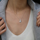 Sterling Silver 3D Bunny Charm Necklace • Sculpted Rabbit Pendant • Tiny Animal Lover Gift • Dainty Handmade Jewelry • Graduation Gift