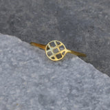 Gold Geometric Lattice Ring • Handmade Cut Out Circle Ring • Minimalist Modern Jewelry