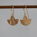 Semicircle Gold Dangle Earrings with Turquoise • Handcrafted Gold Earrings with Marquise Gemstone | Christmas Gift for Her