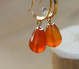 Gold Carnelian Drop Dangle Earrings