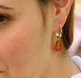 Gold Carnelian Drop Dangle Earrings