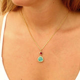 Gemstone Necklace,Pendant Necklace for Women,Dainty Gold Necklace,Dainty Necklaces for Women,Gold Necklace,Double Pendant Necklace