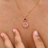 Gemstone Necklace,Pendant Necklace for Women,Dainty Gold Necklace,Dainty Necklaces for Women,Gold Necklace,Double Pendant Necklace