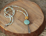 Amazonite Beaded Necklace ,Mala Necklace ,Necklace For Women ,Long Necklace Pendant ,Natural Amazonite Necklace ,Christmas Gift