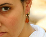 Gold Carnelian Drop Dangle Earrings
