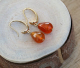 Gold Carnelian Drop Dangle Earrings