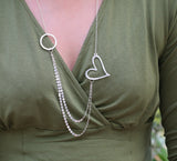 Long Layered Silver Necklace