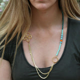 Gold plated beaded necklace for women, Layered flower necklace, Summer beach boho necklace, Colorful handmade jewelry, Gift for her