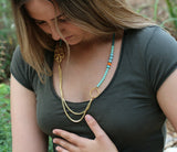 Gold Plated Flower Necklace: Czech Beads Boho Layered Jewelry