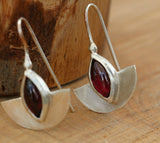 Sterling Silver Garnet Marquise Earrings: Bohemian Dangle Jewelry
