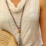 Statement Necklace,Tassel Necklaces for Women,Grey Necklace,Statement Necklace,Howlite Necklace,Long Necklaces for Women Fashion