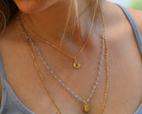 Dainty Layered Necklace: Blue Chalcedony Bead, Boho Teen Jewelry