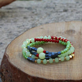 Gemstone wrap bracelet, Boho beaded bracelet with jade and hematite, Handmade jewelry, Bohemian jewelry for women, Gift for her