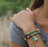 Beaded Jasper and Jade Bracelets Set