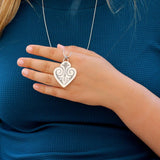 Silver Pendant Necklace,Heart Necklace,Silver Jewelry for Women,Silver Necklace,Long Necklace,Boho Necklace,Boho Statement Necklace