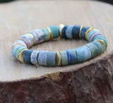 Jasper Stone Bracelet: Gold Detail Boho Stacking Bracelet