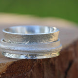 Silver Statement Ring / Spinner Ring / Boho Ring / Personalized Ring / Sterling Silver Ring / Wide Band Ring / Silver Wedding Band /Modern