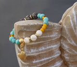 Beaded Jade & Howlite Heart Bracelet