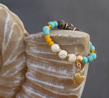 Beaded Jade & Howlite Heart Bracelet