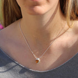 Citrine Gemstone Necklace , November Birth Stone Necklace, Silver Pendant Necklaces for Women, Triangle Pendant Necklace.