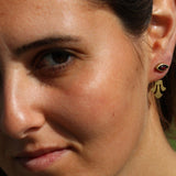 Garnet earrings in gold, Unique dainty earrings, January birthstone ear jacket, Elegant designer earrings, Front back earrings, Gift for her
