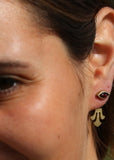 Gold Dainty Garnet Ear Jacket Earrings
