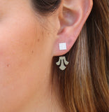 Sterling Silver Ear Jacket Earrings: Geometric Lotus Studs