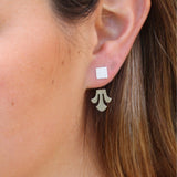 Ear Jacket / Silver Jacket Earrings / Geometric Earrings / Double Sided Earring / Front Back Earrings / Silver Ear Jacket / Geometric Studs