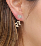 Sterling Silver Lotus Ear Jackets: Geometric Stud Earrings
