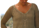 Geometric Silver Statement Necklace: Long Boho Layering Necklace
