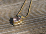 Rose Quartz Necklace , Gold Gemstone Necklace , Geometric Pendant Necklace , Triangle Necklace , Trillion Necklace , Romantic Necklace