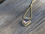 Gold Filled Rose Quartz Necklace: Geometric Triangle Pendant