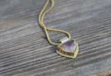Rose Quartz Necklace , Gold Gemstone Necklace , Geometric Pendant Necklace , Triangle Necklace , Trillion Necklace , Romantic Necklace