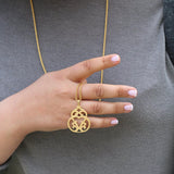 Gold Necklace for Women,Long Necklace,Unique Pendant Necklace,Mom Christmas Gifts,Flower Necklace,Handmade Jewelry,Gifts for Her
