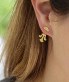 14k Gold Plated Ear Jackets: Geometric Lotus Earrings