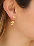 Gold Lotus Jacket Stud Earrings