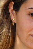 Gold Lotus Jacket Stud Earrings