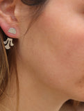 Geometric Silver Stud Ear Jackets Earrings