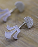 Geometric Silver Stud Ear Jackets Earrings