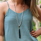 Gem Jewelry for Women,Mala Necklace for Women,Gemstone Necklace,Statement Necklace,Agate Necklace,Black Tassel Necklace,Agate Necklace