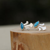 Unique turquoise earrings, Small 925 silver stud earrings, December birthstone jewelry, Bohemian gemstone earrings, Post earrings