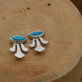Unique turquoise earrings, Small 925 silver stud earrings, December birthstone jewelry, Bohemian gemstone earrings, Post earrings