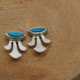 Unique turquoise earrings, Small 925 silver stud earrings, December birthstone jewelry, Bohemian gemstone earrings, Post earrings