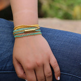 Bracelets for Women, Wrap Bracelet, Boho Bracelet, Beaded Bracelet, Turquoise Bracelet, Gold Bracelet, Bohemian Jewelry, Layered Bracelet