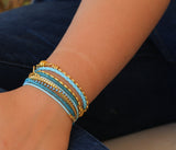 Beaded Wrap Bracelet in Turquoise and Gold