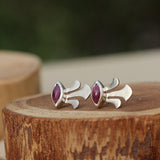 Sterling Silver Stud Earrings,Gypsy Earrings,Studs Earrings,925 Earrings for Women,Girls Jewelry,Ruby Stud Earrings,Boho Earrings